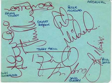 Arsenal FC signed autograph album page 