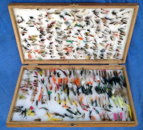 Fly Fishing Fly Box, Burled Wood Trout Design, Fly Fishing Gift 