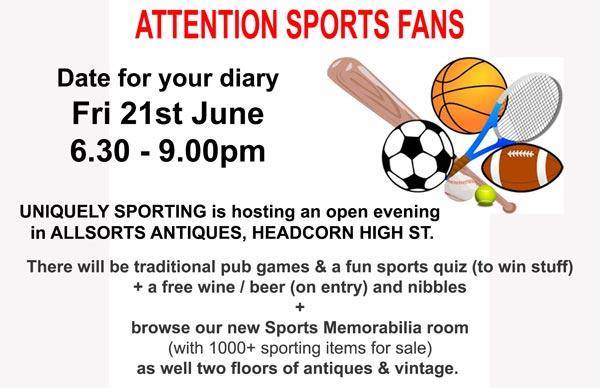 Uniquely-Sporting-Sports-memorabilia-Open-Evening-Allsorts-Antiques-Vintage-Headconr-kent-pub-games